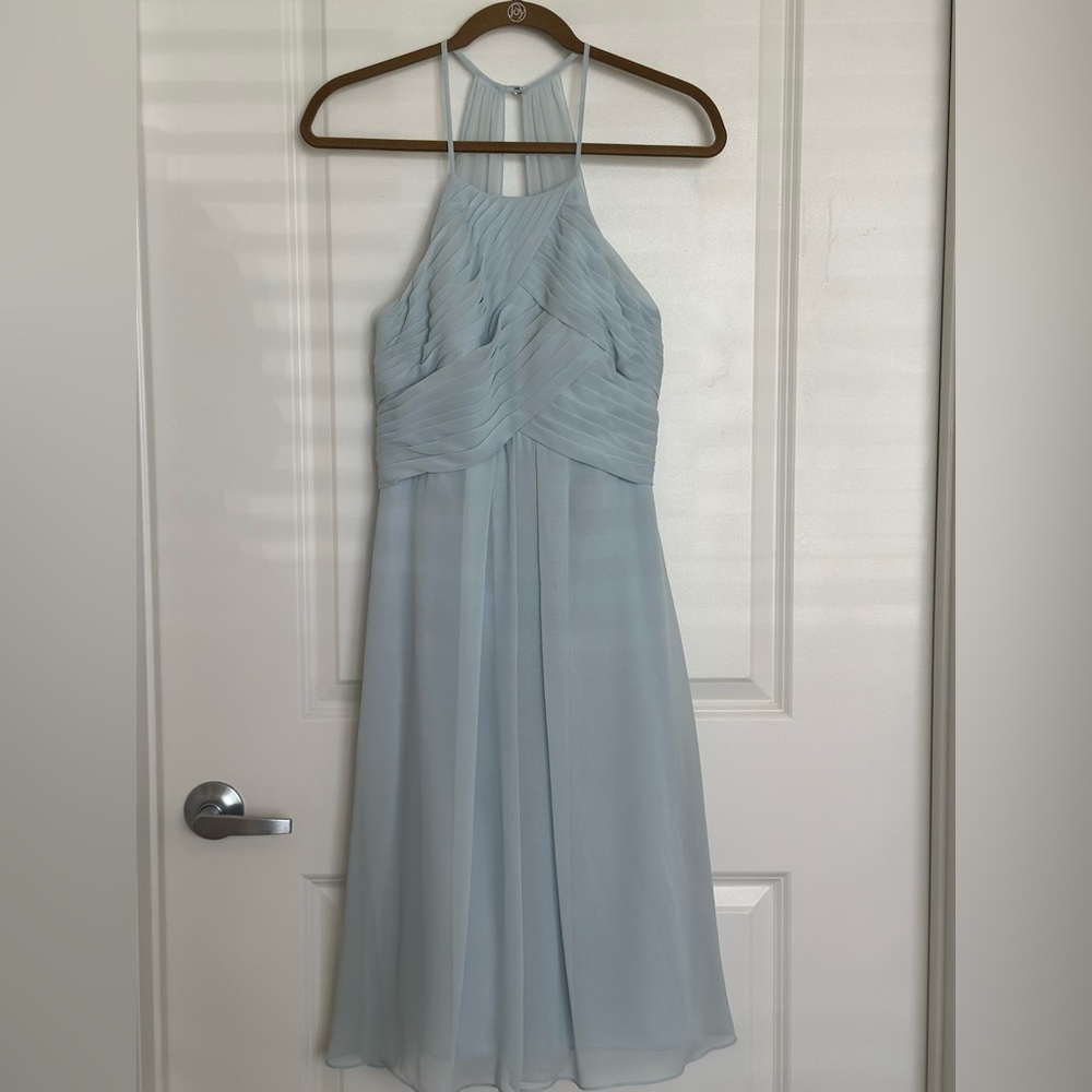 Azazie Light Blue Pleated Maxi Dress
